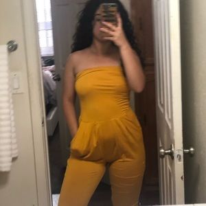 Yellow Strapless Romper